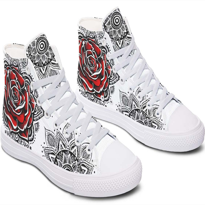 Printed Couple High Top Canvas Shoes