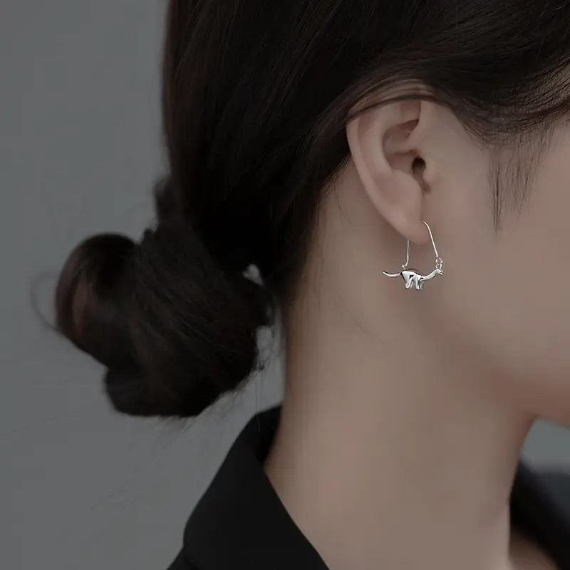 S925 Cute And Graceful Glossy Dinosaur Earrings