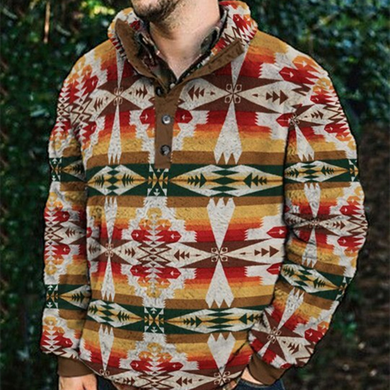 Autumn And Winter Casual Button Pocket Flannel Plush Men's Sweater