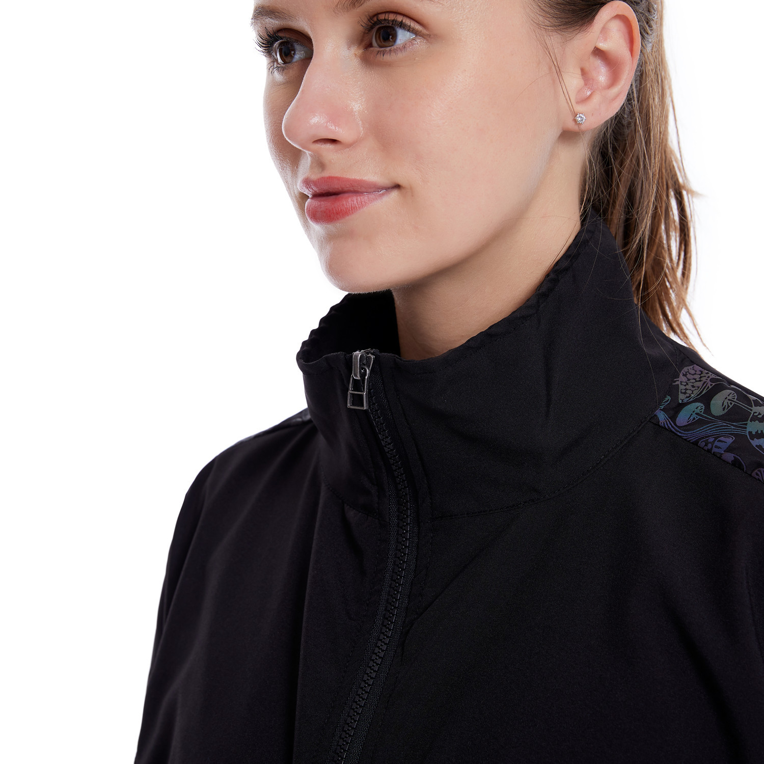 Casual Jacket Women's Loose Zip Mushroom Reflective Coat - Image 5
