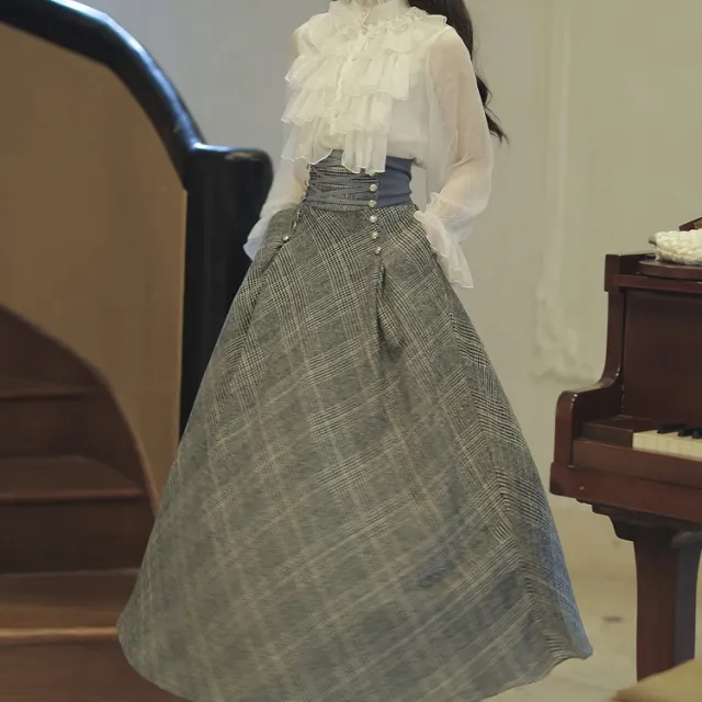 Retro Temperament Woolen Skirt Autumn Two piece Set Skirt - Shop at LoveMi