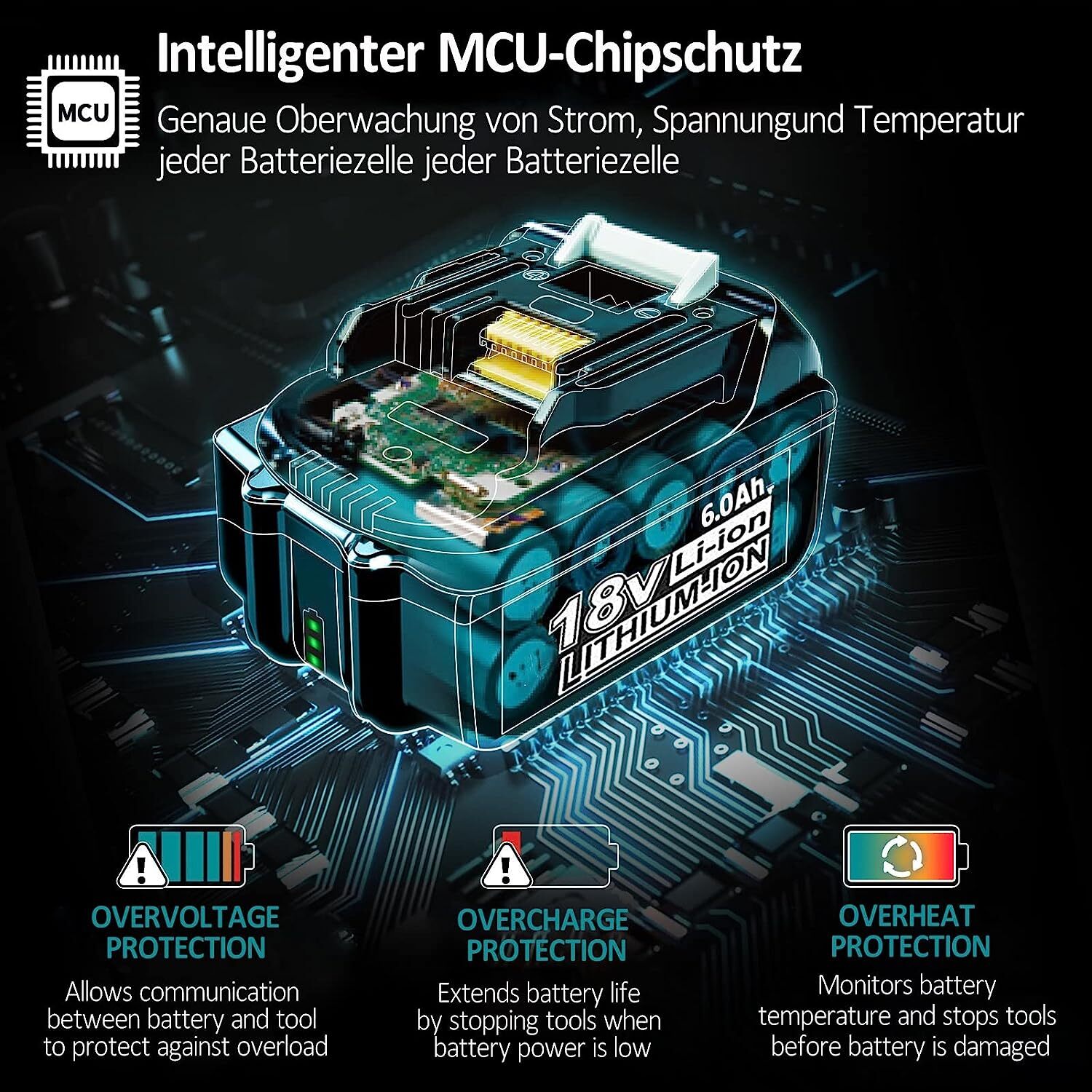 2Pack Battery For  18V 6.0AH Li-Ion BL1830 BL1850 BL1840 BL1860B LXT Tool