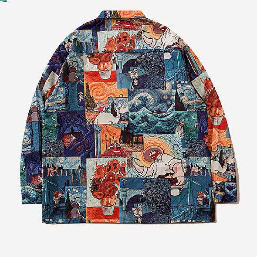 Unisex Versatile Lapel Loose Slouchy Shirt