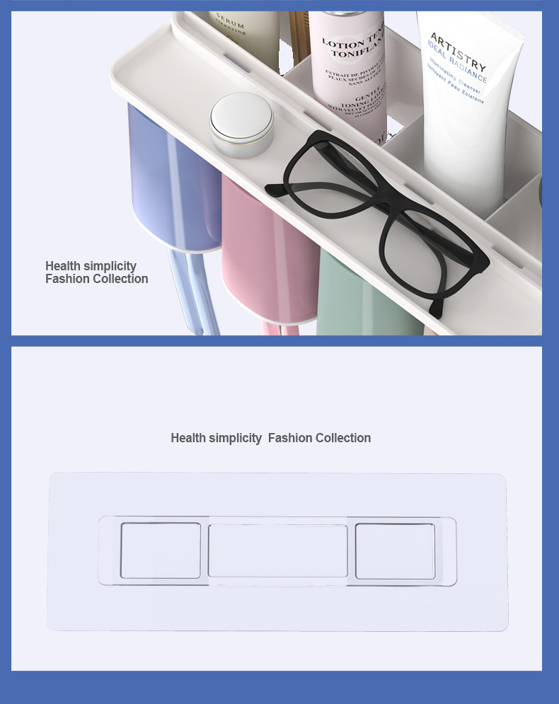 طقم كوب ماء مضمضة للحائط بدون ثقوب