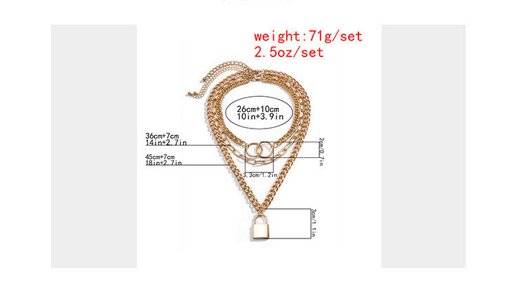 Creative Frosty Wind Double Loop Geometric Lock Necklace