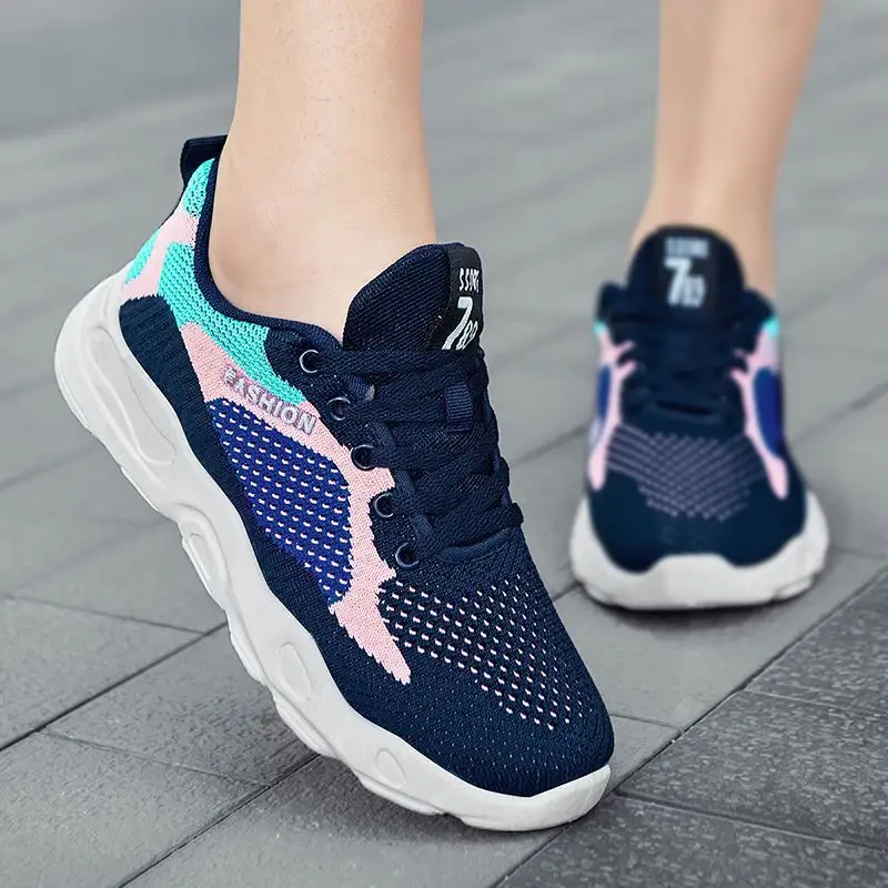 Casual Colorblock Lace-up Sneakers Women Versatile Breathable
