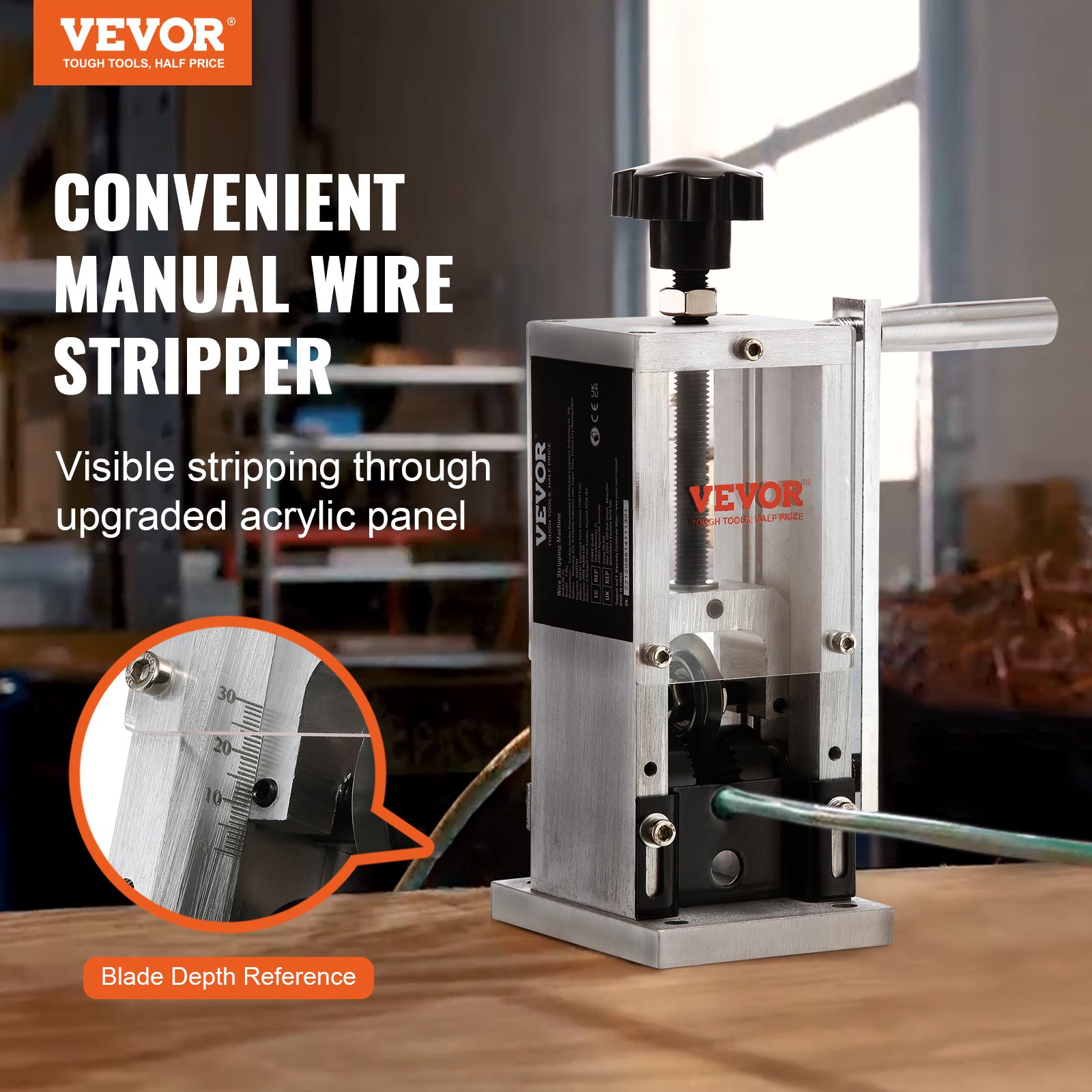VEVOR Manual Wire Stripping Machine, Copper Stripper With Hand Crank Or Drill Powered,... thumbnail 1