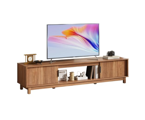 58  Mid-Century Modern TV Stand With Storage Cabinets & Cable Management - Wood Media Console For Living Room, Office, Bedroom