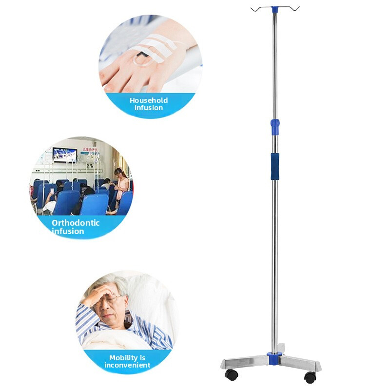 Adjustable IV Pole Stainless Steel IV Drip Stand With Wheels For Home Clinic Z 7