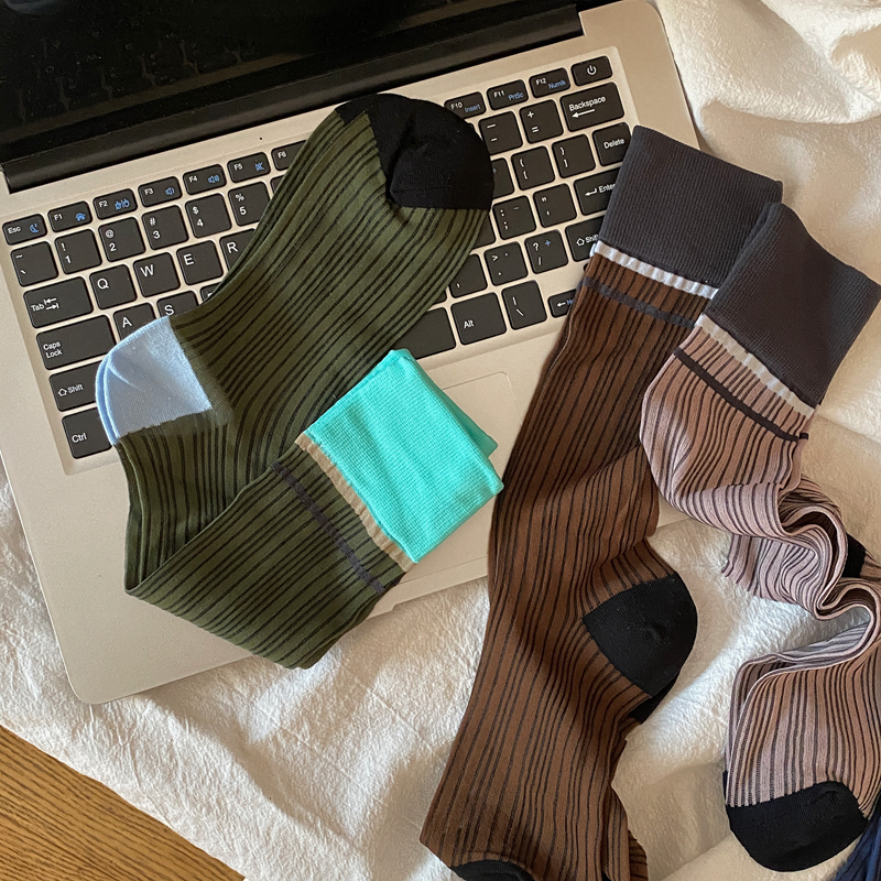 Color Matching Summer Glass Silk Thin Striped Socks - Image 3