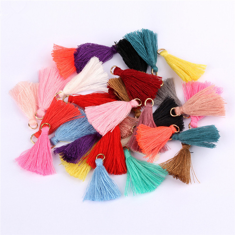 Color 3cm Polyester cotton Hanging Ring Small Tassel Mixed Colour - Shop at LoveMi