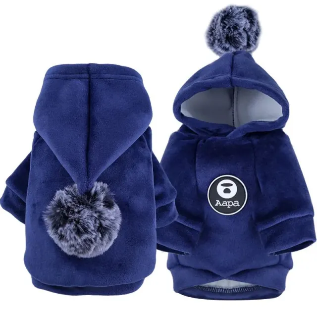 Pet Dog Cat Clothes Fleece Hooded Hairball Coat Jacket Winter Kitty Small Medium Dogs Cats Cool Pajamas Chihuahua Blue - Shop at LoveMi