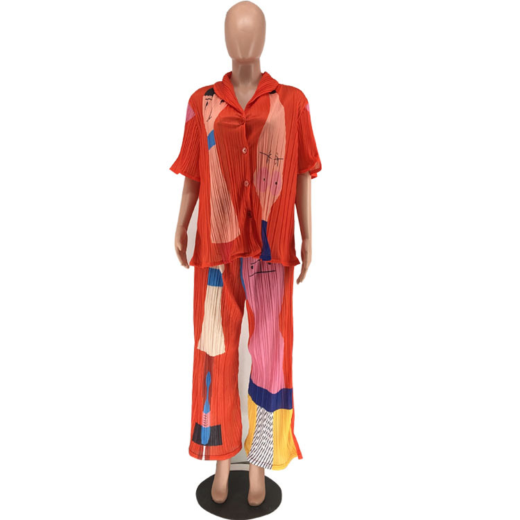 Street Villain Printed Short-sleeved Shirt Pleated Suit Women 5efd8335 F664 41ca A72c 9a748acb87b6