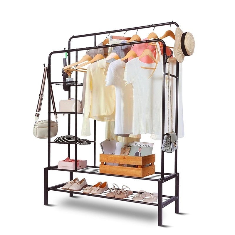 Heavy Duty Clothes Rail Load Sturdy Clothes Rack With Shelfs & Shoe Rack 2