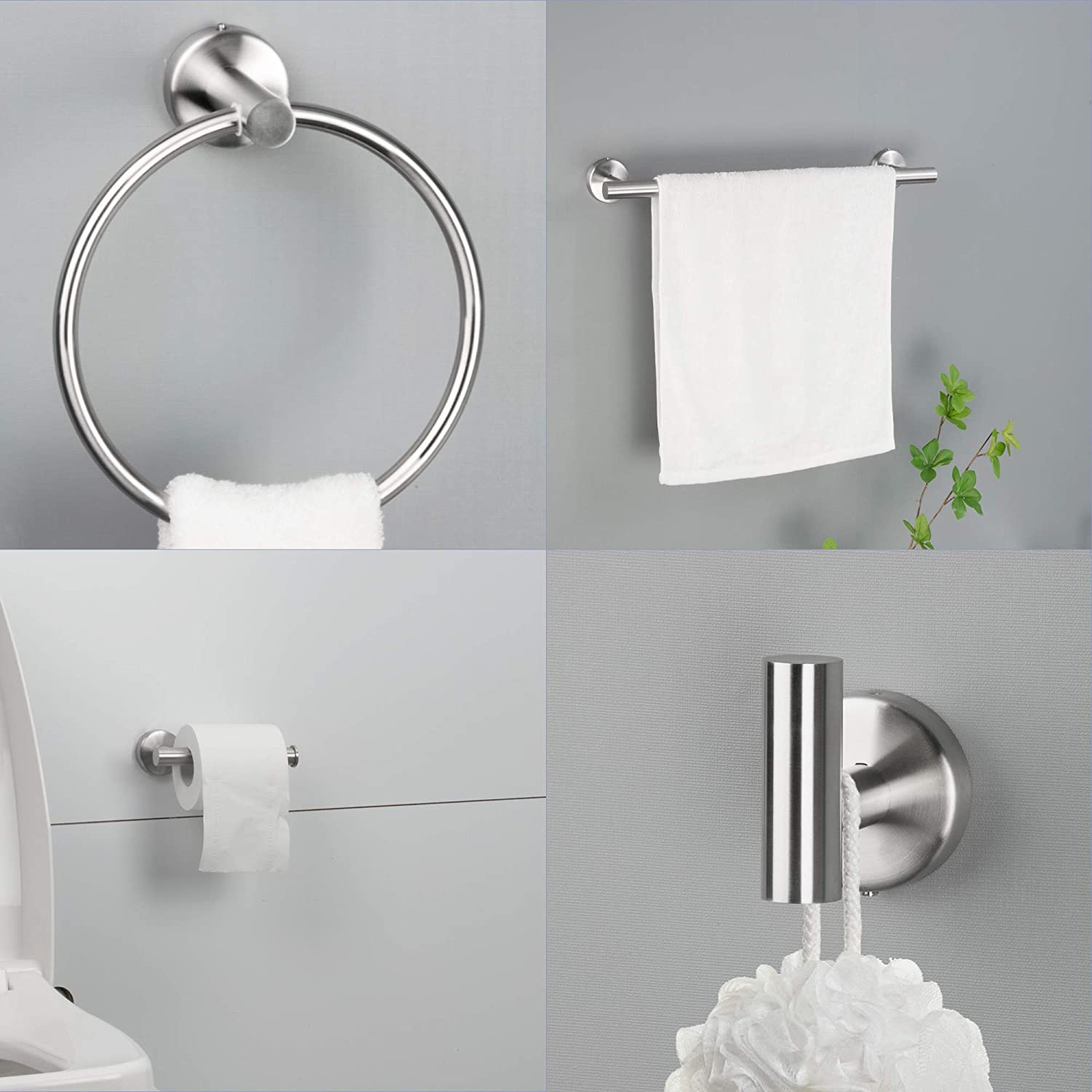 6 Piece Stainless Steel Bathroom Towel Rack Set Wall Mount Brushed Nickel