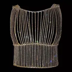 Europe And America Rhinestone Fringed Top Body Chain - Bra - View 1