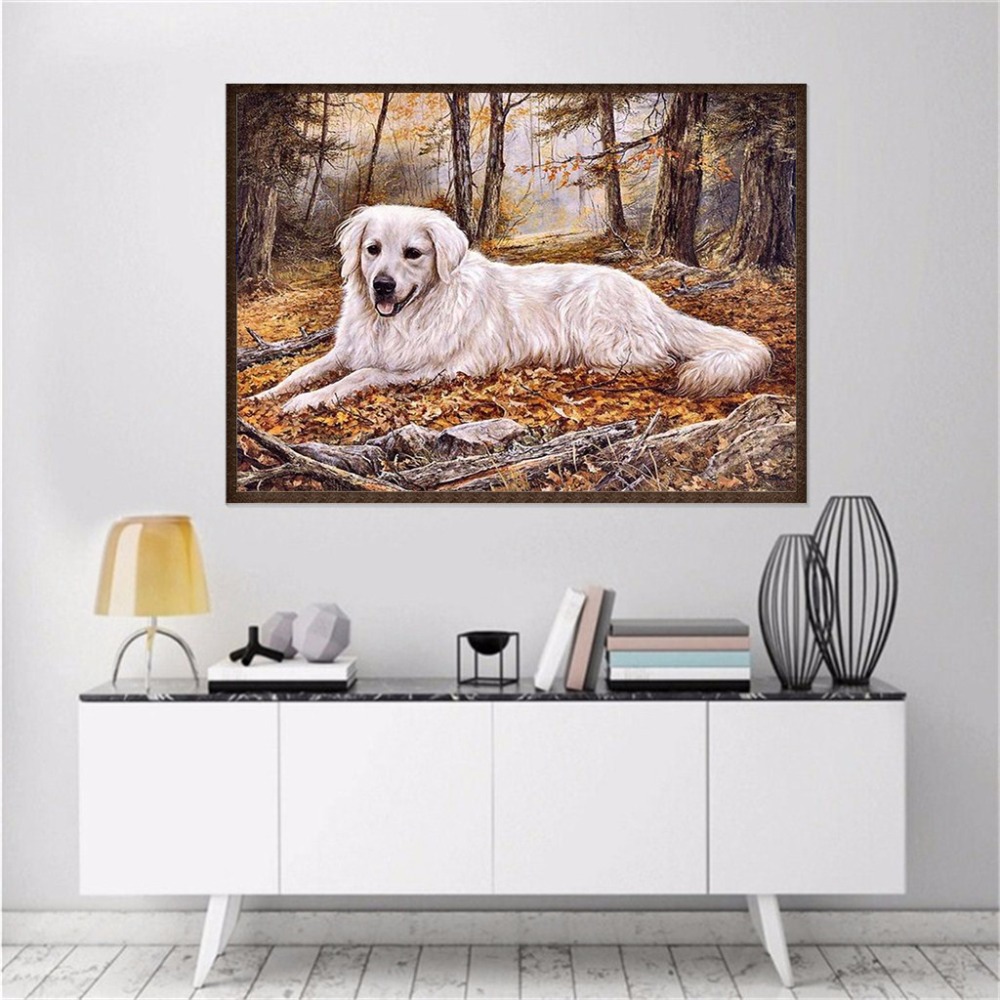 Cross Stitch Round Cute Forest Puppy