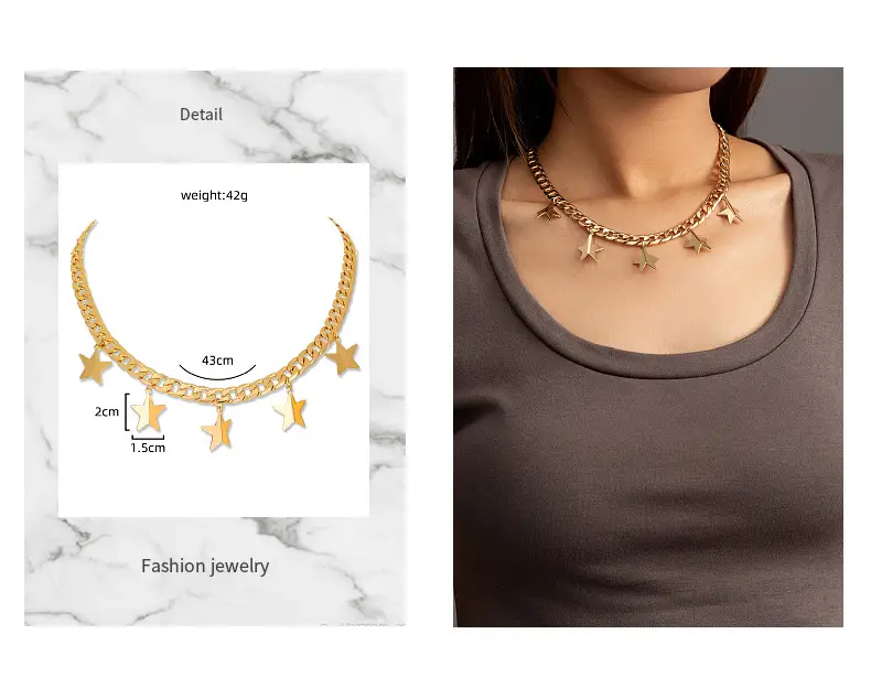 A Single-layered Exaggerated Star Necklace
