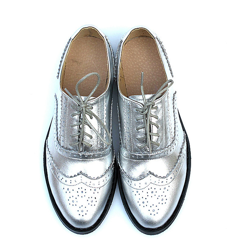 Women's Fashion Leather British Style Pointed Toe Flat Shoes