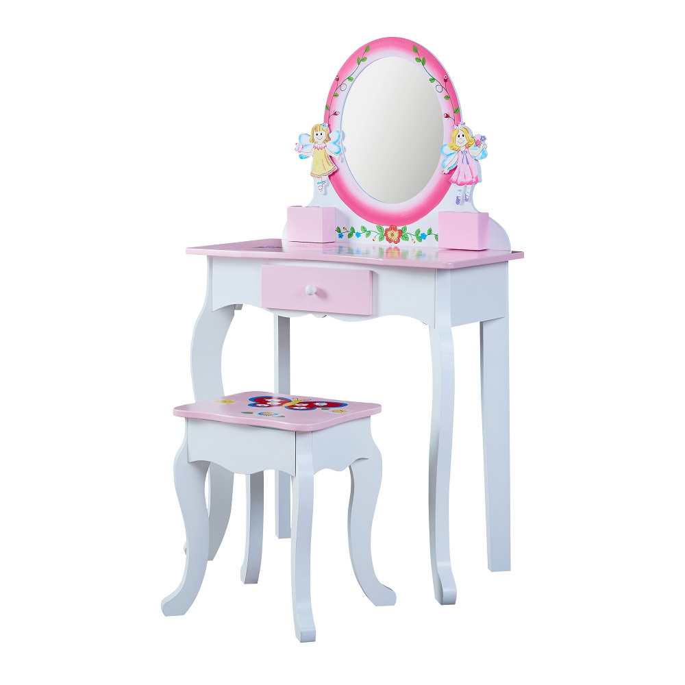 Wooden Makeup Dresser Furniture Girls Mirrored Dressing Table For Kids — foto 2