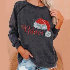 Printed Theme Hoodie Fleece Plus Size Hoodie Women - Grey - View 1
