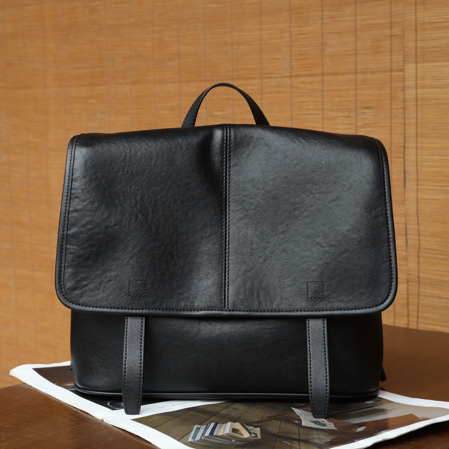 Sac à dos transfrontalier en cuir tanné végétal de qualité supérieure pour femme – Image 7