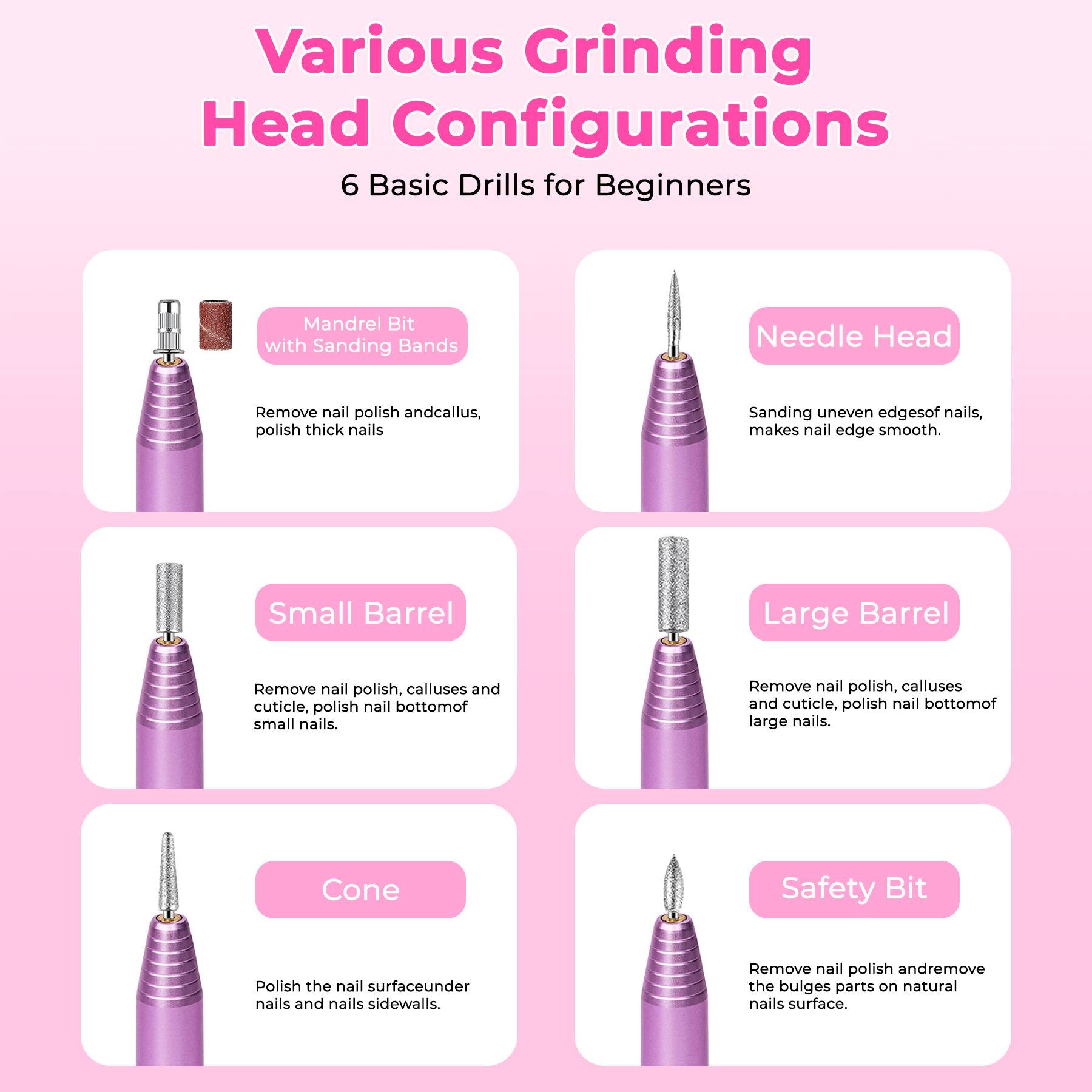 Professional Portable Electric Nail File Kit, Manicure With Nail Drill Bits — foto 2