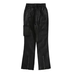 Tide Brand Trousers Slit Casual Pants Street Trend Elastic Waist Trousers - Black - View 1