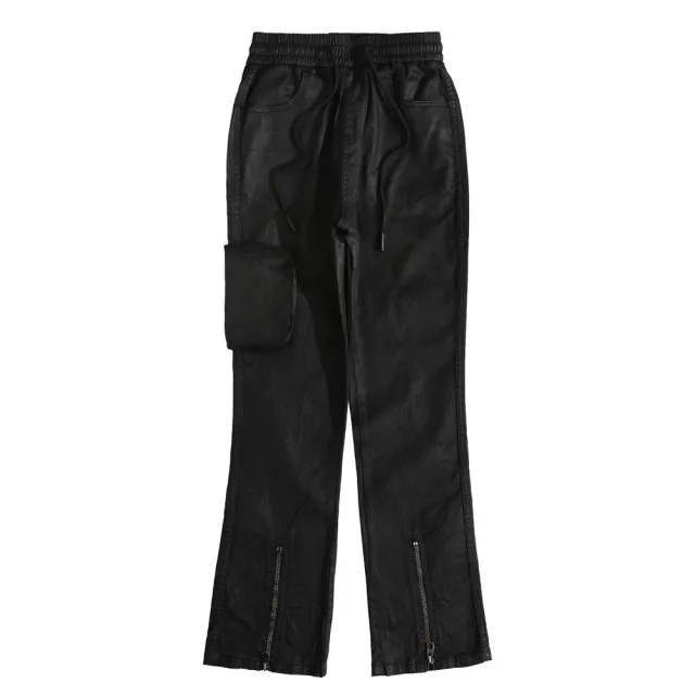Tide Brand Trousers Slit Casual Pants Street Trend Elastic Waist Trousers Black - Shop at LoveMi