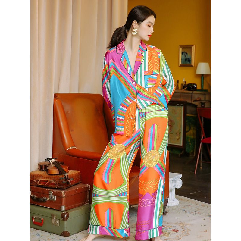 Women’s Long Sleeved Trousers Thin Silk Ice Silk Suit