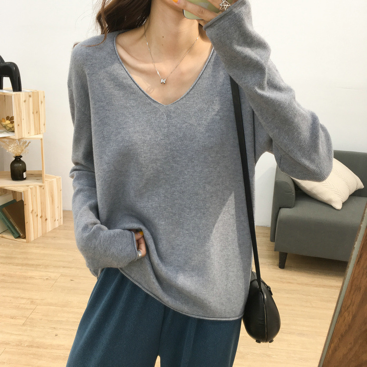 All-match Solid Color Sweater With Knitted Bottoming Shirt