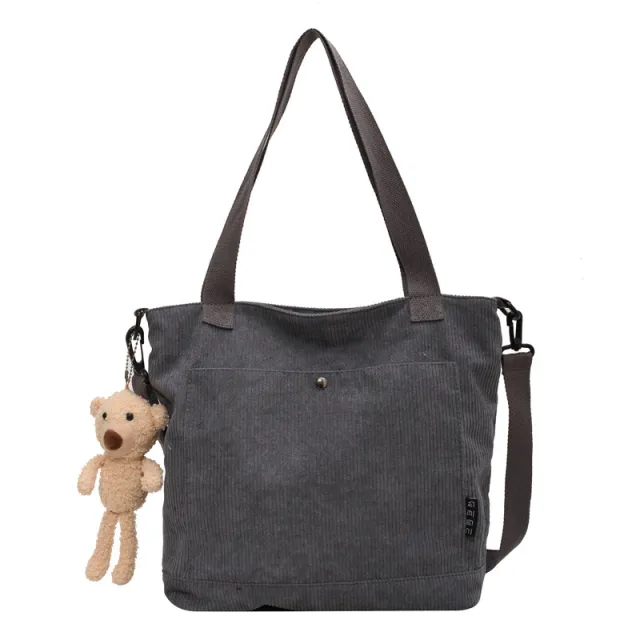 Corduroy Messenger Bag All match Student Shoulder Grey - Shop at LoveMi