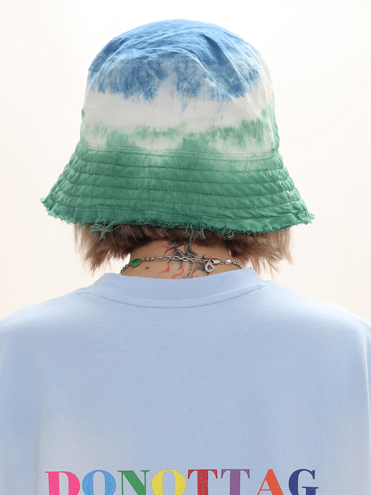 Hand Tie-Dye Contrast Gradient Bucket Hat