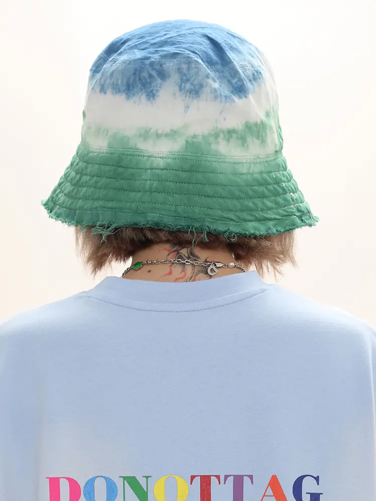 Hand Tie-Dye Contrast Gradient Bucket Hat