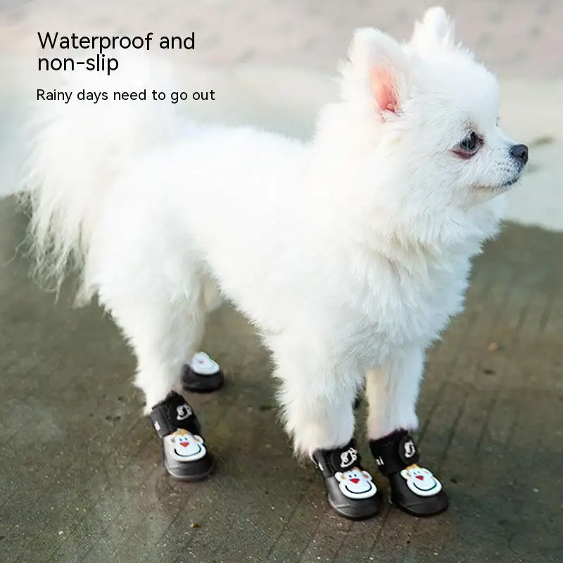Cartoon Pet Boots Silicone Waterproof Non-slip Soft