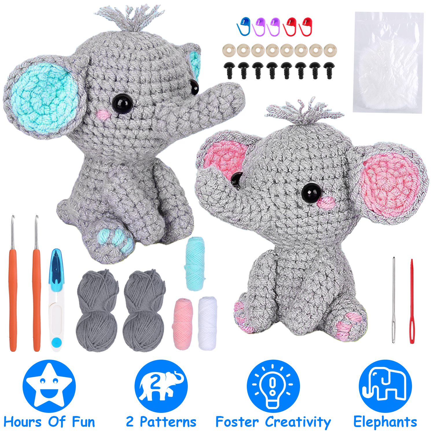 Crochet Kit Crochet Kit For Beginners DIY Knitting Supplies Elephant Succulents Options