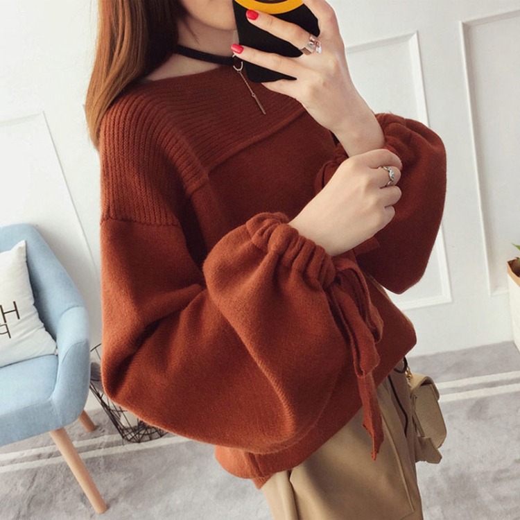 Title 1, Womens New Lantern Sleeve Knitted Bottoming Shirt