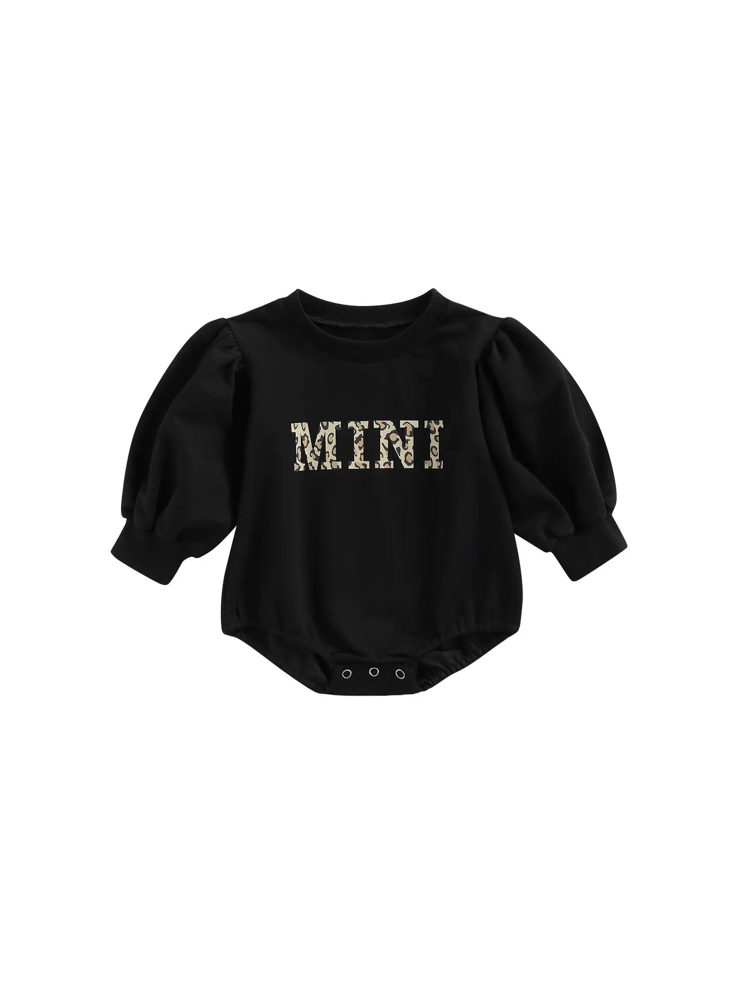 Baby Leopard Print Long Sleeve Mini Letter Romper