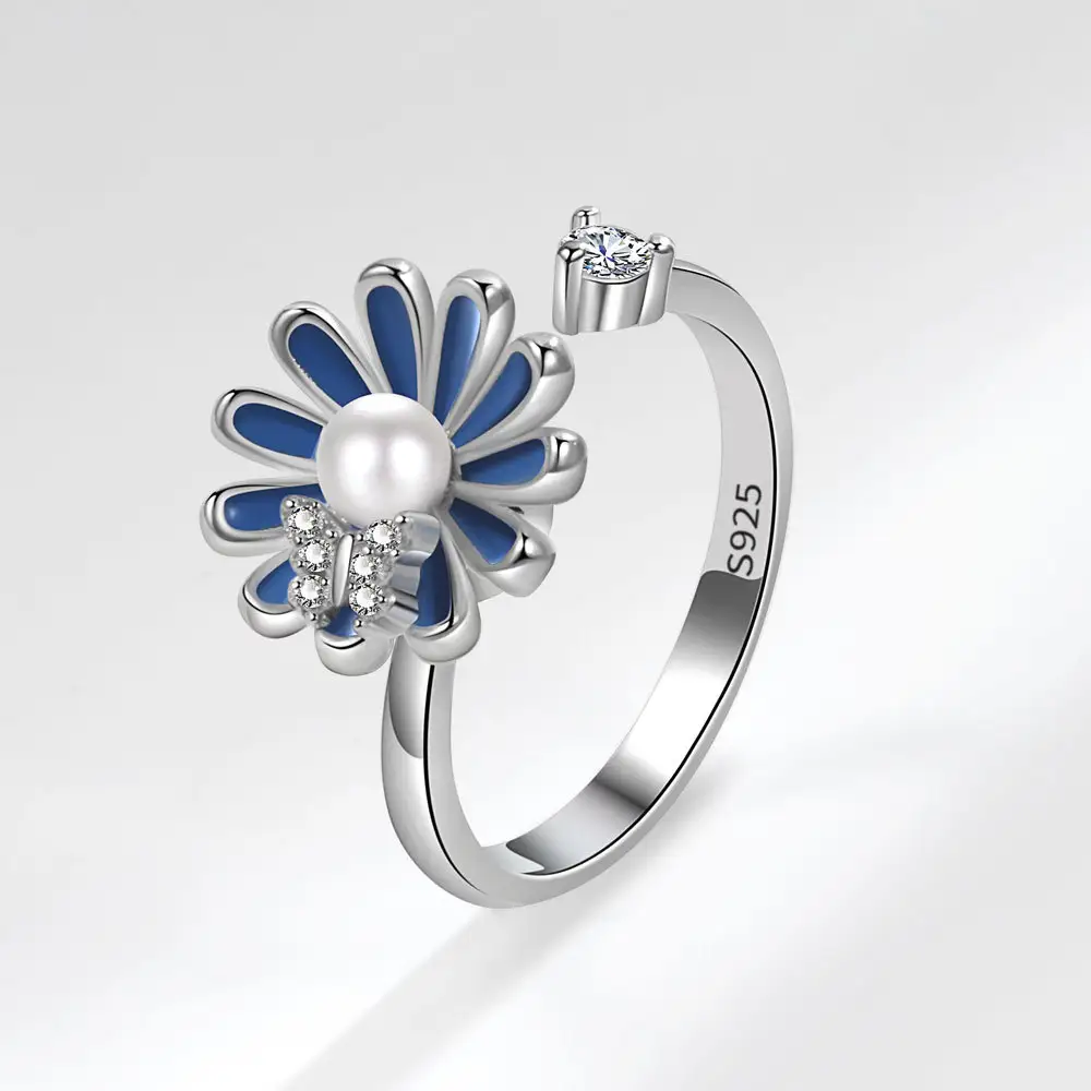 Fashion Adjustable Sunflower Rotating Ring