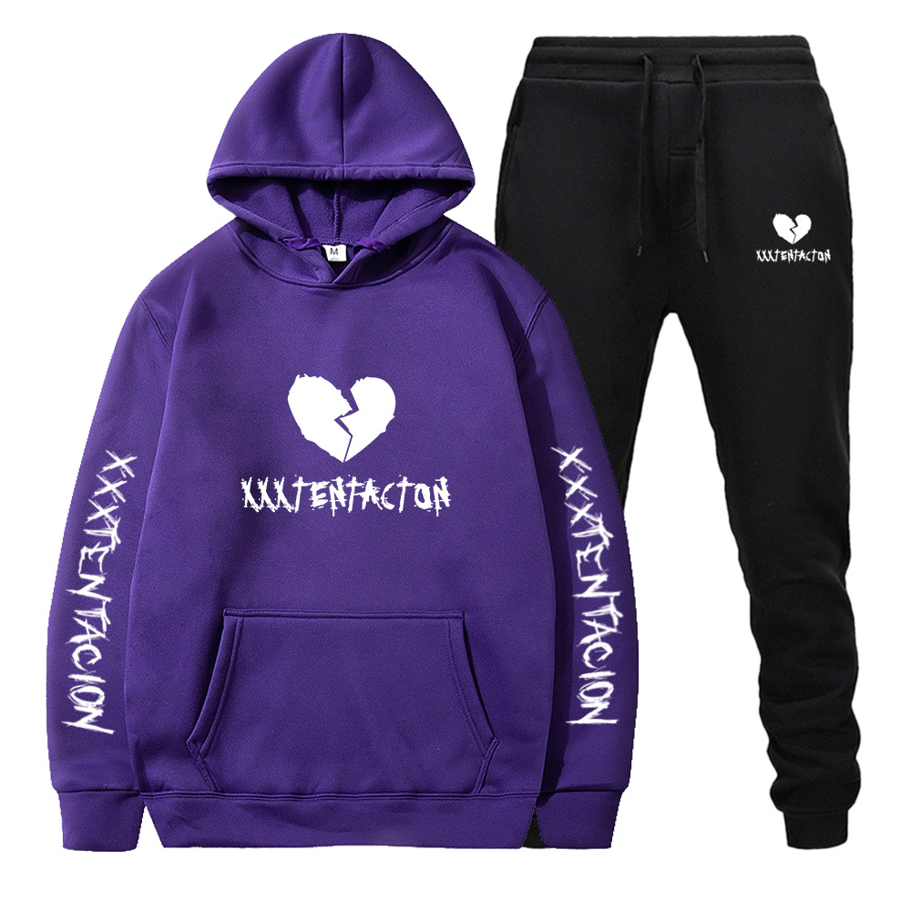 Plush White Broken Heart Men'S Sweater Casual Trend Sports Hooded Suit