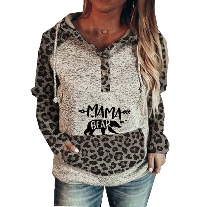 Long Sleeve Printed Bear Girl Long Sleeve Hooded Sweatshirt