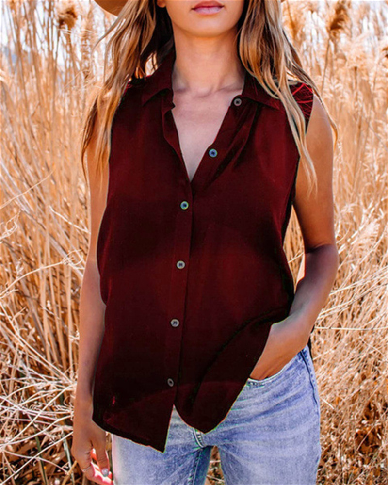 Women's Casual Stretch Collar Button Up Shirt Top