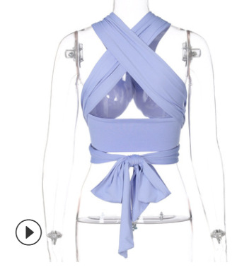 European And American Autumn Hot Style Wrapped Chest Strap Halter Neck Bottoming Tube Top Vest Women