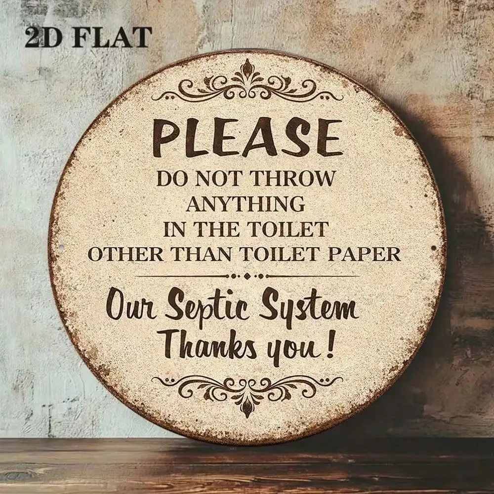 Vintage Round Sign Please Only Throw Toilet