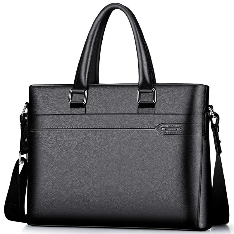 Horizontal Briefcases The First Layer Of Cowhide Business Leather - Black
