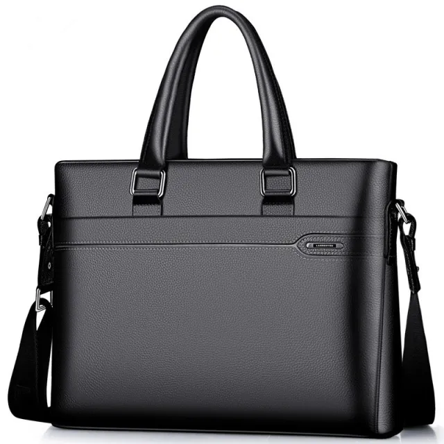 Horizontal Briefcases The First Layer Of Cowhide Business Leather Black - Shop at LoveMi
