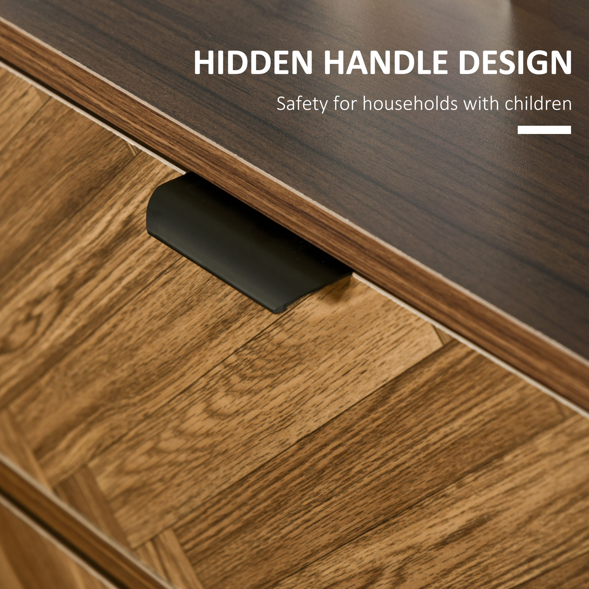 Bedside Table With Two Drawers, Side Cabinet Storage Unit Metal Handles — image 12