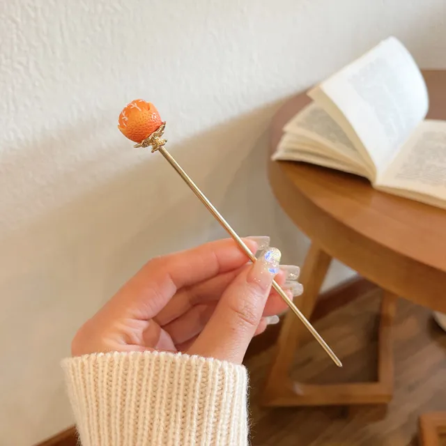 Teenage Girl Playful Design Sense Hairpin Coiffure Peeled Red Tangerine - Shop at LoveMi