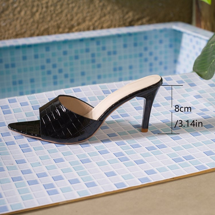 Women's Pointed Toe Open Toe Slip-On Stiletto Heel Sandals, Summer Outdoor Wear, Elegant All-Match Plus Size Sandals