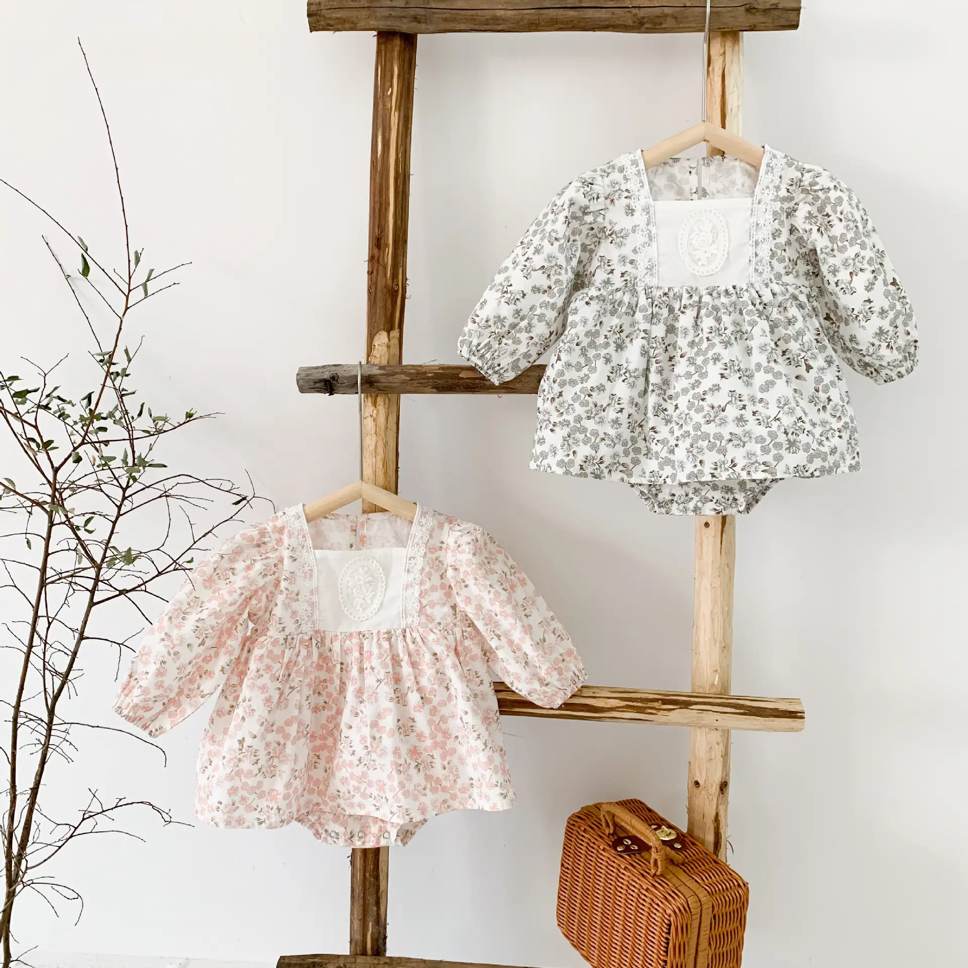 Children's One-piece Dress Floral Triangle Romper